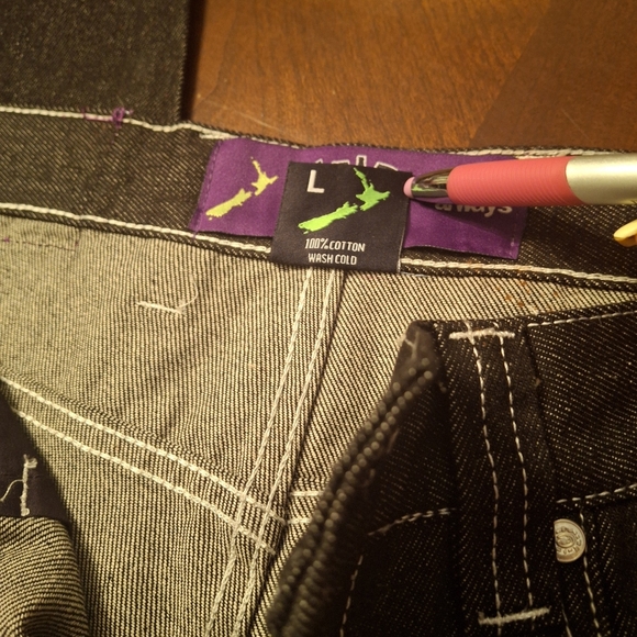 ADWYSD Purple Label Heavy Duty Black Denim Hiphop Baggy Jeans Unisex Size Large - Picture 10 of 16